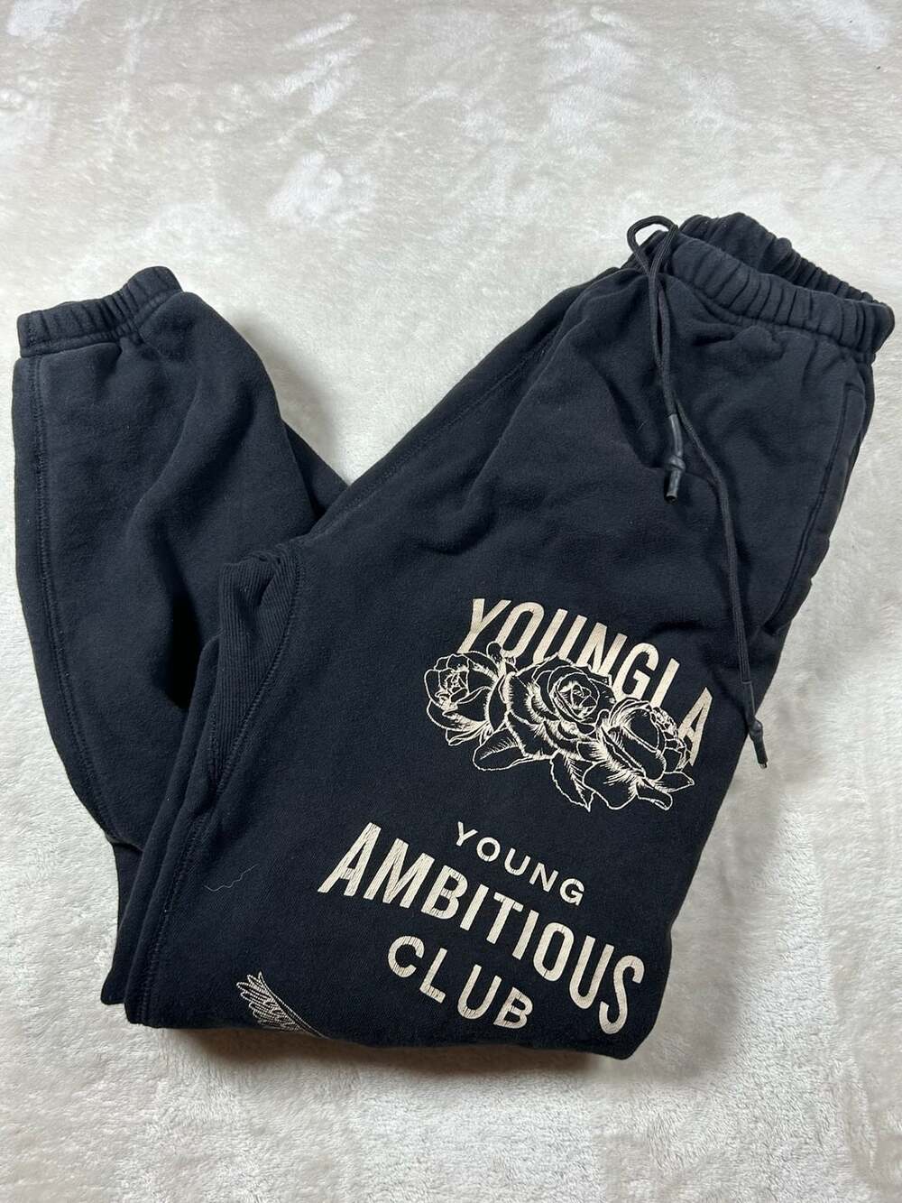 YOUNGLA 233 The Immortal Joggers Mens Medium Black Young Ambitious Club Sweats
